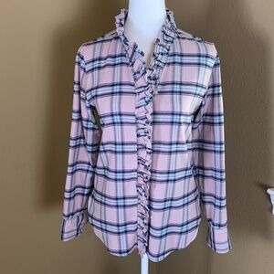 Isabel Marant Étoile Wendy Plaid Ruffle Flannel Shirt‎ Sz 4 Pink Blue Check